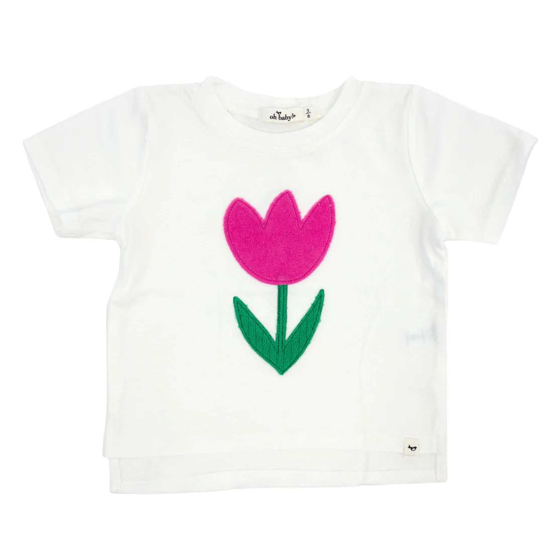 Oh Baby Oh Baby Tulip Terry Applique Slub Raw Edge Tee