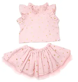 Oh Baby Mini Gold Stars Gauze Lola Top Tutu Skirt Set