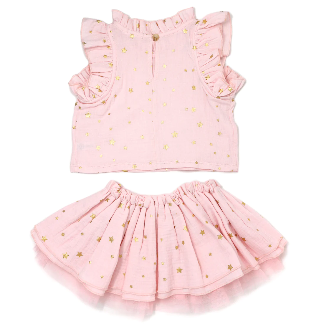 Oh Baby Mini Gold Stars Gauze Lola Top Tutu Skirt Set