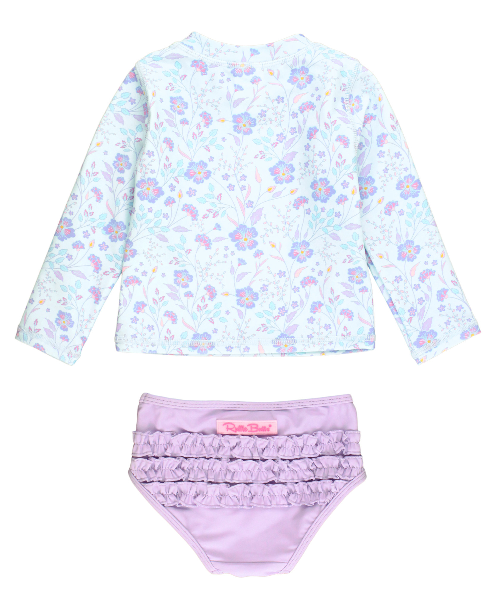 RuffleButts Rufflebutts Long Sleeve Zipper Rash Guard 2-piece