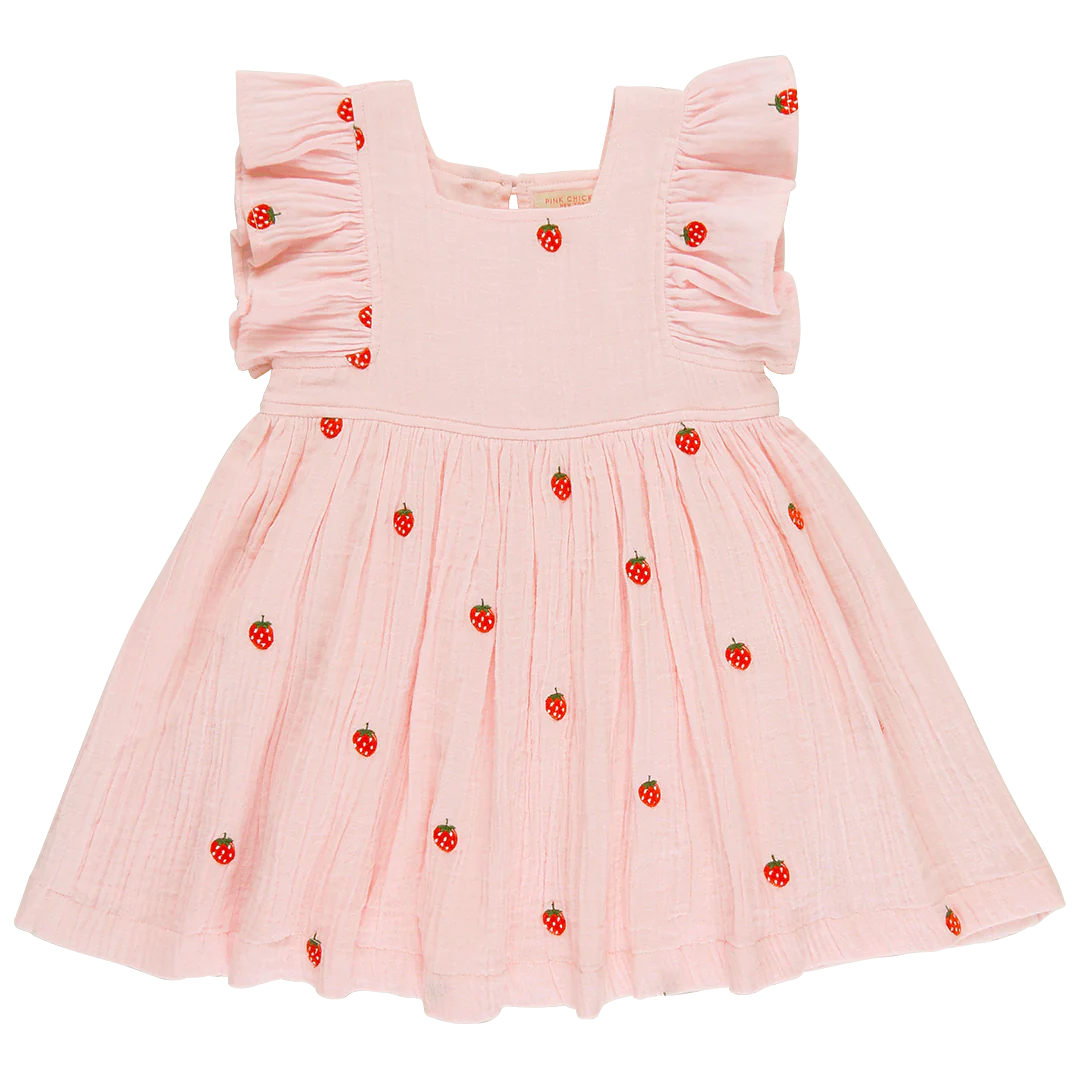 Pink Chicken Pink Chicken Elsie Strawberry Embroidery Dress