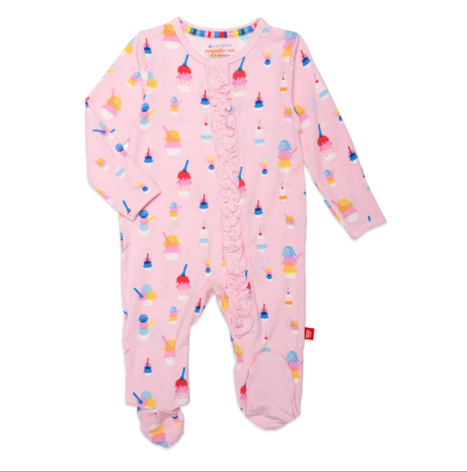 Magnificent Baby Magnetic Me Pink Sundae Funday Ruffle Footie