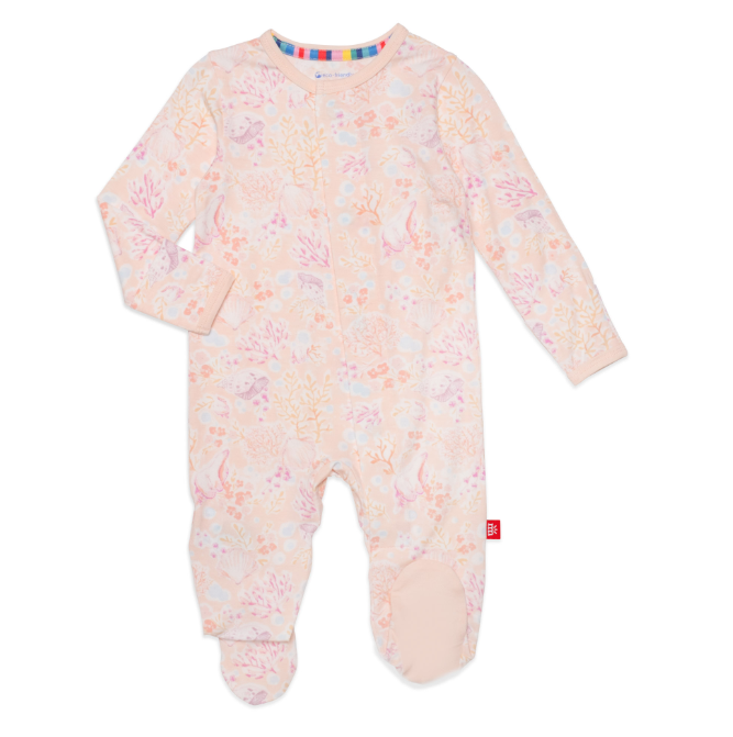 Magnificent Baby Magnetic Me Coral Floral Footie