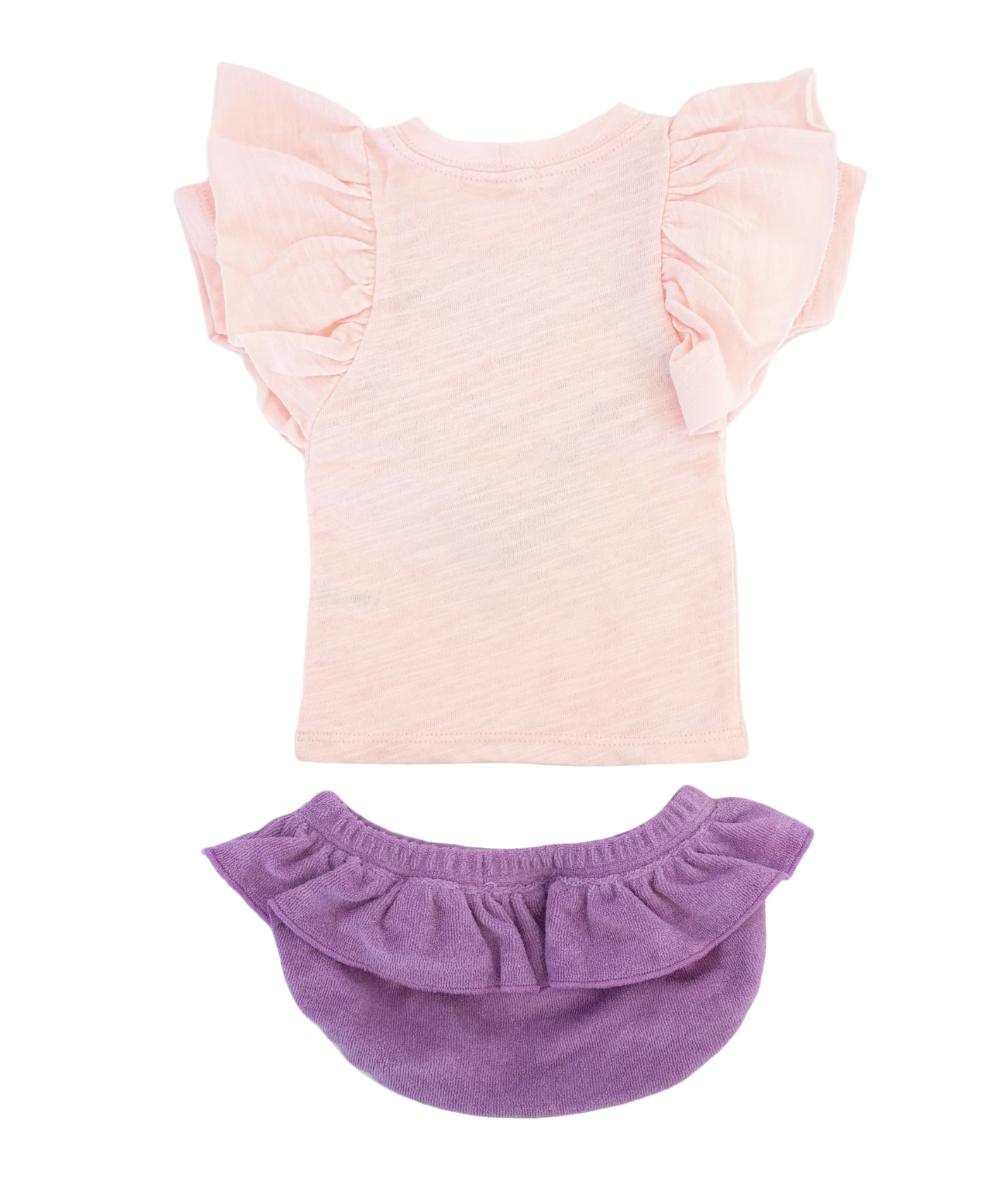 Oh Baby Oh Baby Ruffle Terry Heart Short Sleeve Tushie Set