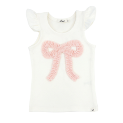Oh Baby Oh Baby  Ruffle Bow Flutter Sleeve Tank