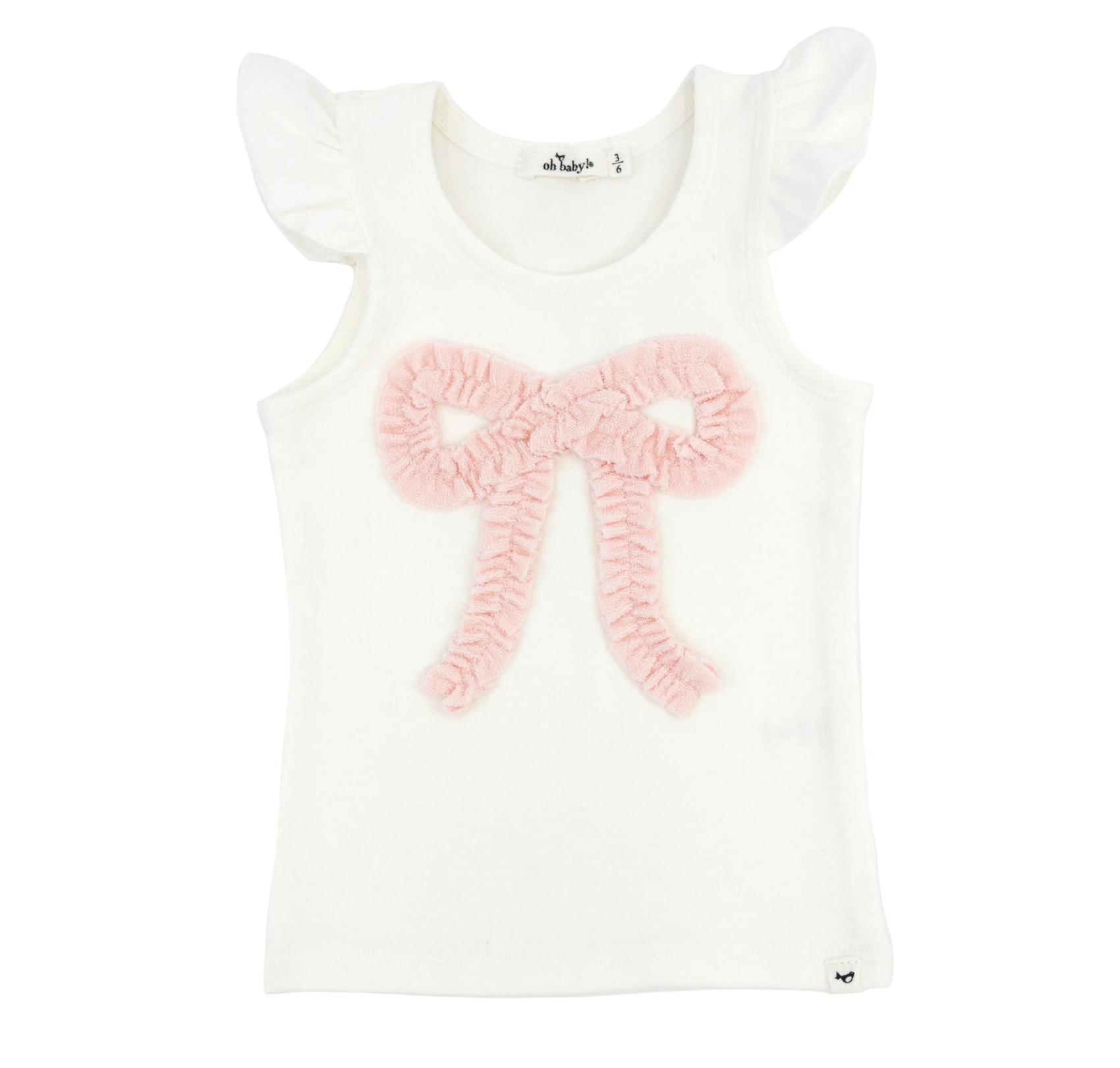 Oh Baby Oh Baby  Ruffle Bow Flutter Sleeve Tank