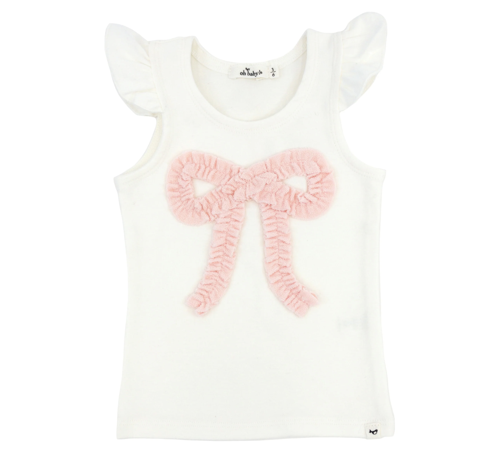 Oh Baby  Ruffle Bow Flutter Sleeve Tank