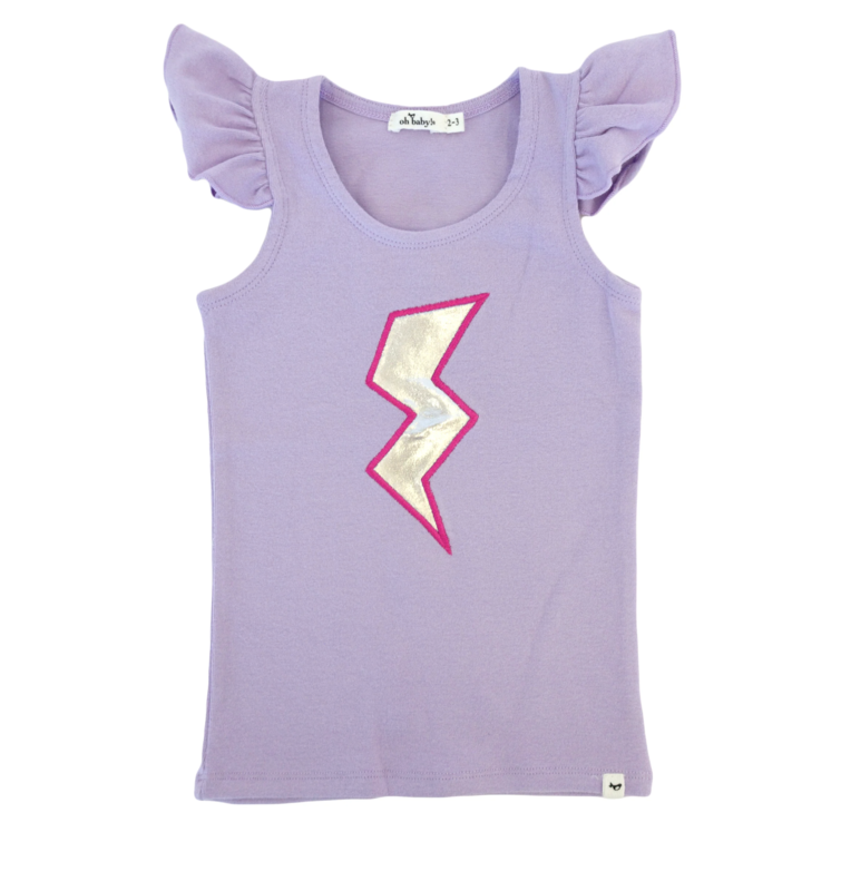 Oh Baby Oh Baby Lightning Bolt Flutter Sleeve Tank