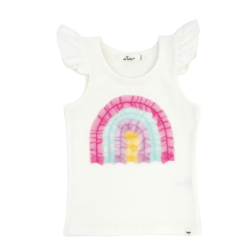 Oh Baby Oh Baby Bright Rainbow Tulle Flutter Sleeve Tank