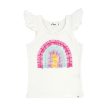 Oh Baby Oh Baby Bright Rainbow Tulle Flutter Sleeve Tank