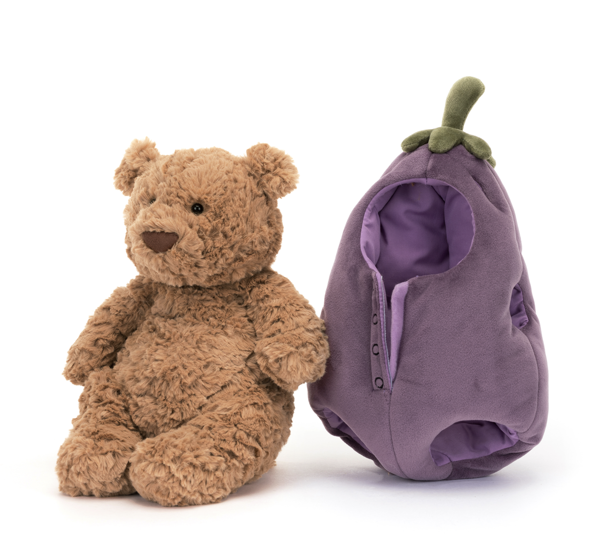 JellyCat Bartholomew Bear Eggplant