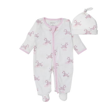 kissy kissy Kissy Kissy Dreamy Zebras Zip Footie & Hat Set