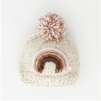 Huggalugs Mauve Rainbow Knit Beanie Hat