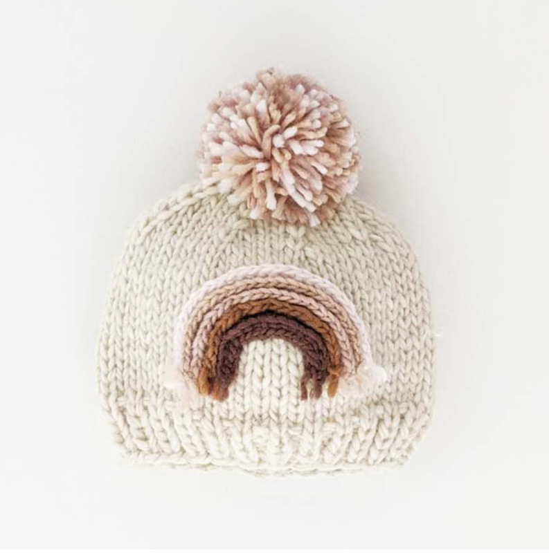 Huggalugs Mauve Rainbow Knit Beanie Hat