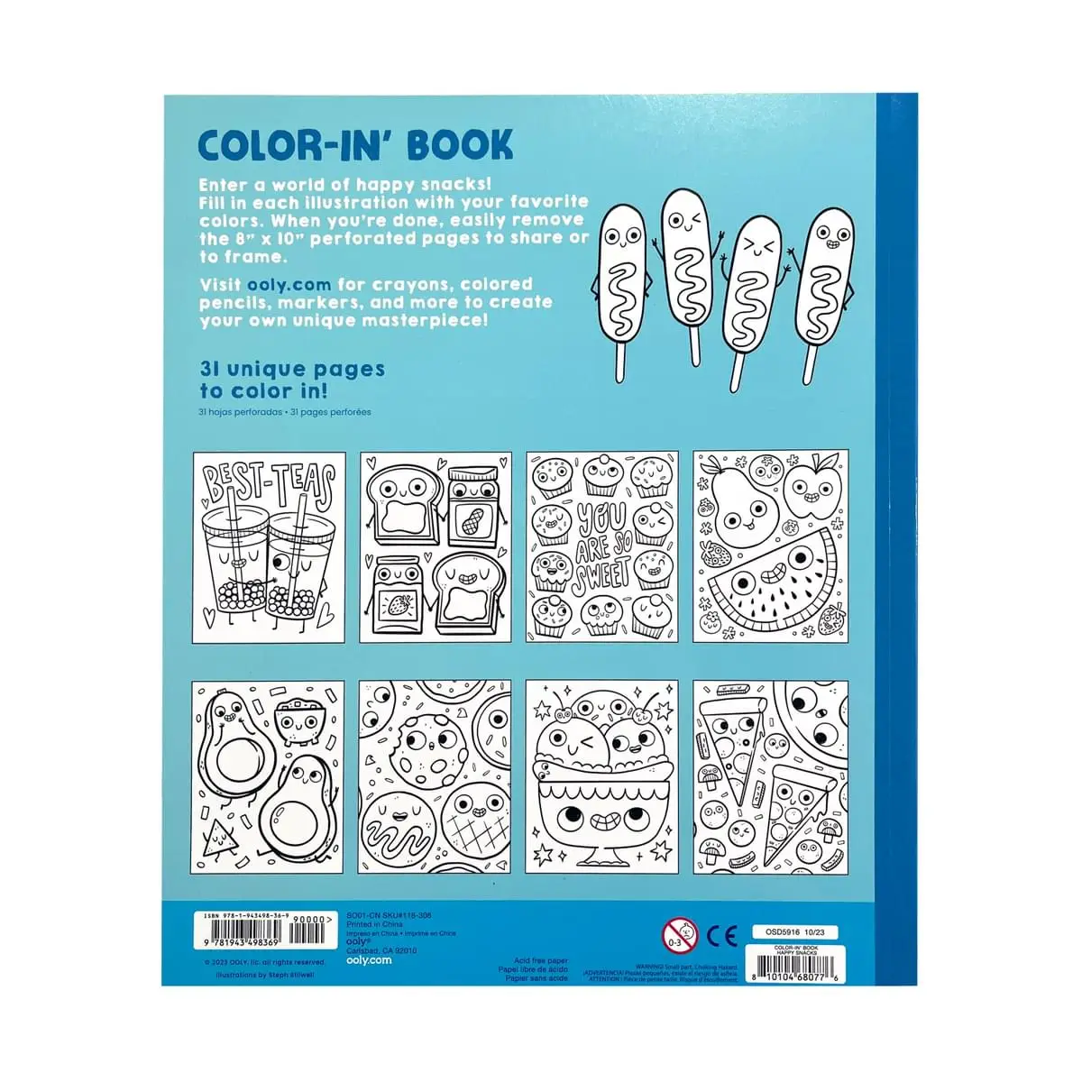 ooly Ooly Color-in' Book: Happy Snacks Coloring Book