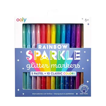 ooly Rainbow Sparkle Glitter Markers - Set of 15