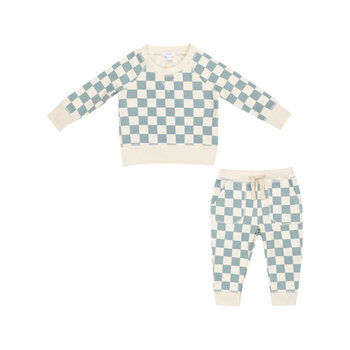 Angel Dear Angel Dear French Terry Checkerboard Raglan Set
