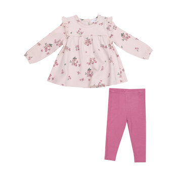 Angel Dear Angel Dear French Terry Woodsorrel Ruffle Top Tunic and Leggings Set