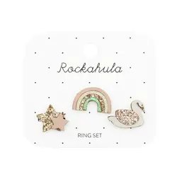 Rockahula Enchanted Rainbow And Swan Ring Set