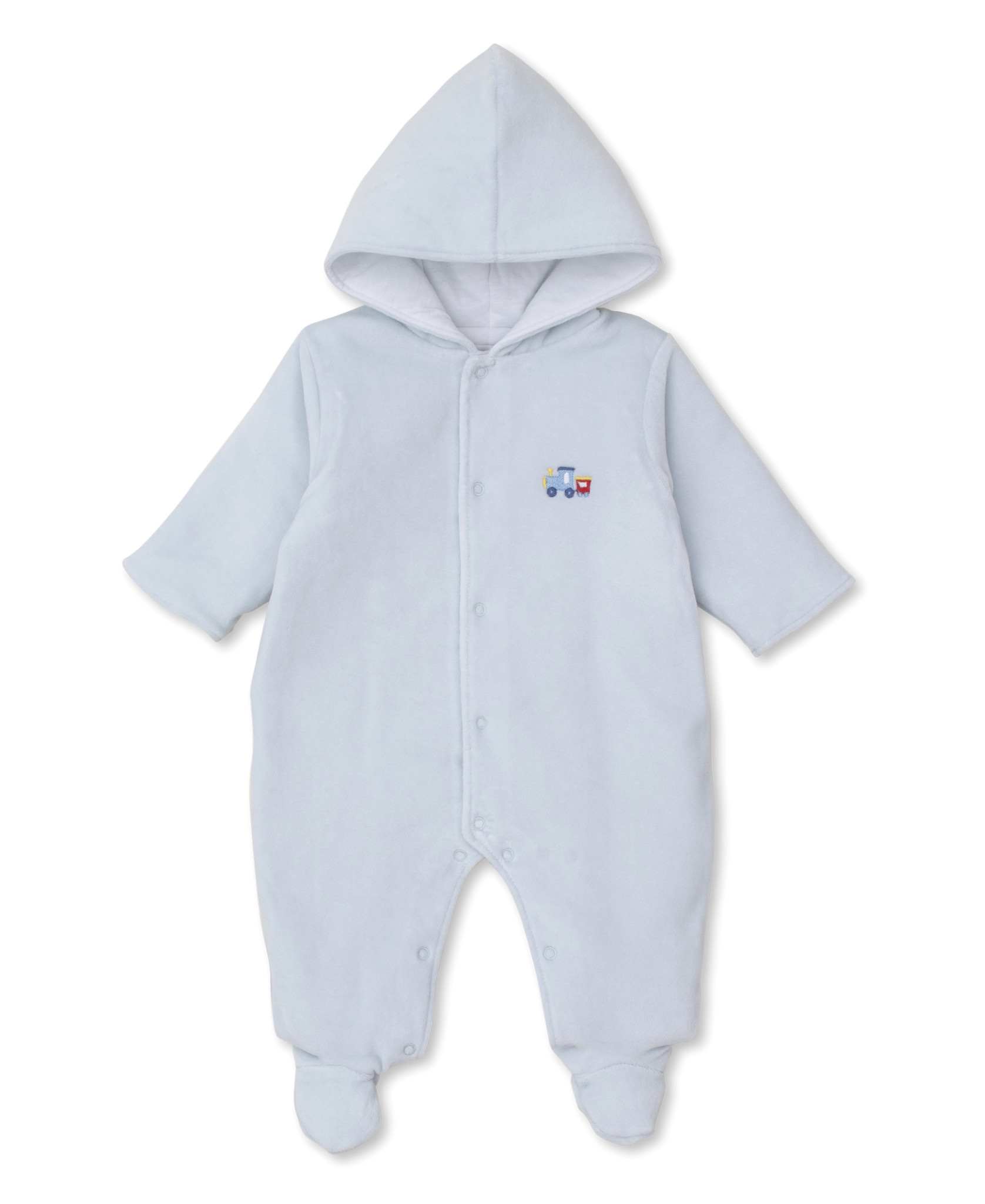 kissy kissy Kissy Kissy Rambling Railroad Velour Footie Bunting