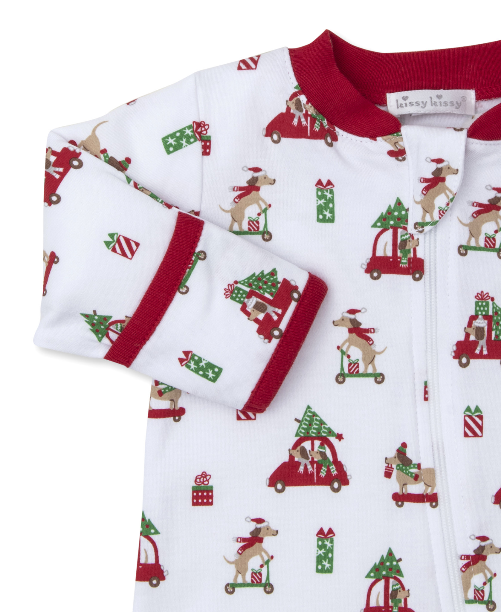 kissy kissy Kissy Kissy Christmas Pups Zip Footie