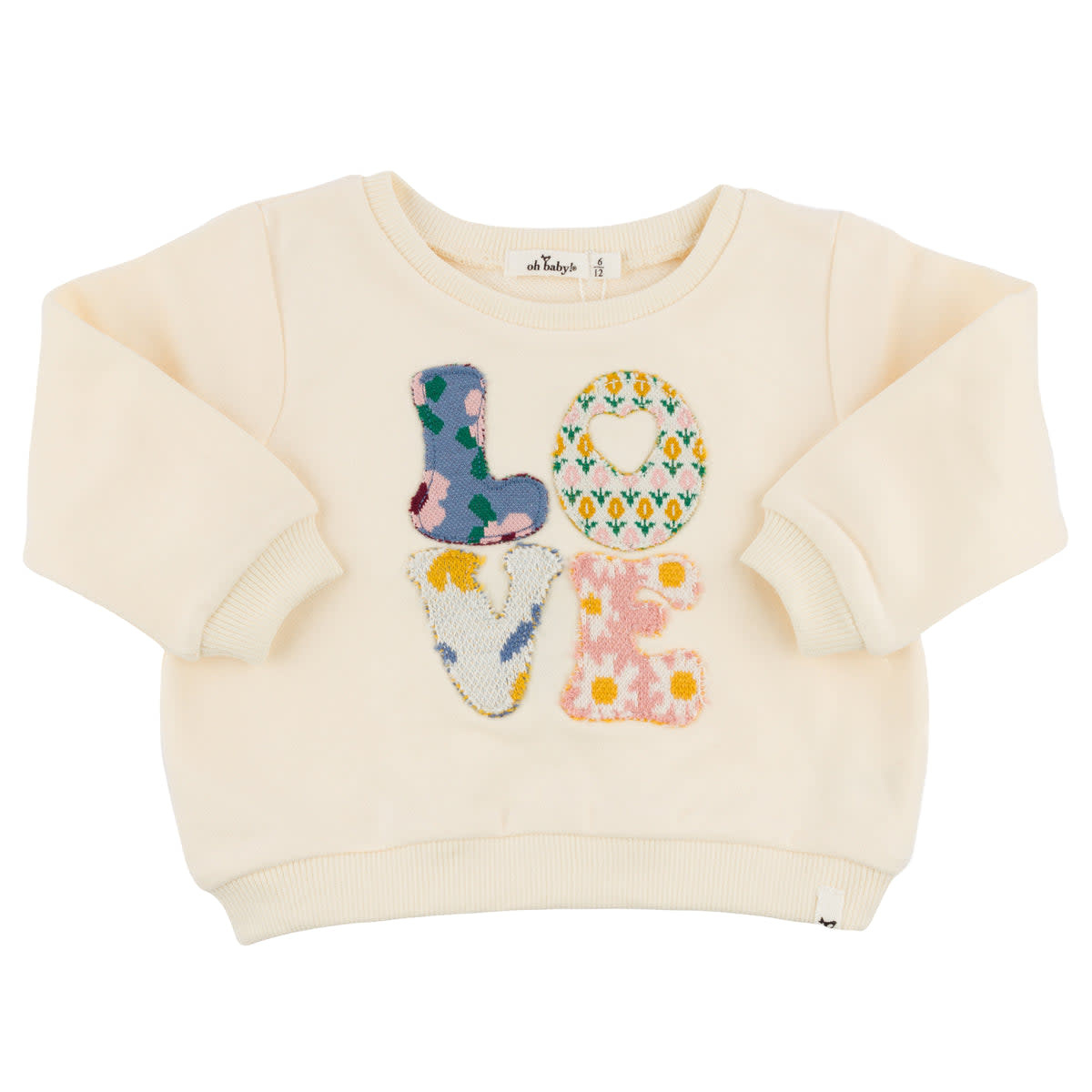 Oh Baby Oh Baby Quilted Love Appliqué  Boxy Sweatshirt