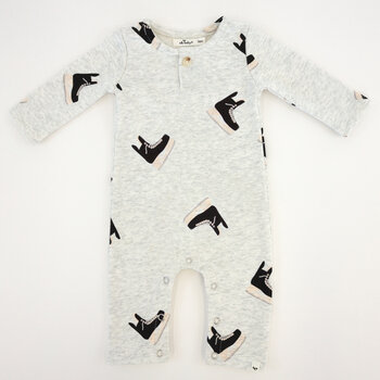 Oh Baby Oh Baby Hockey Skate Print One Button Romper