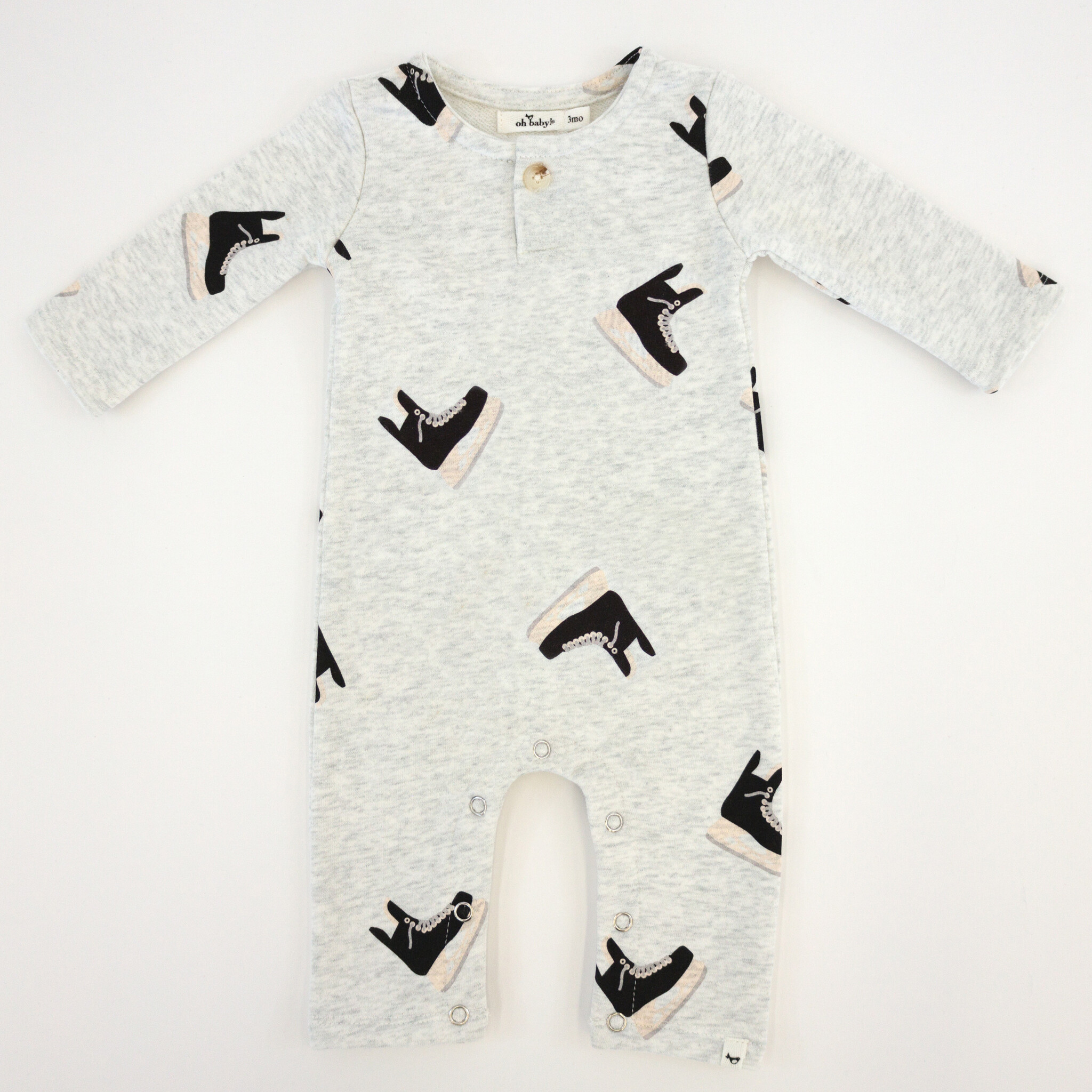 Oh Baby Oh Baby Hockey Skate Print One Button Romper