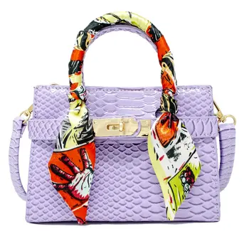 Crocodile Scarf Handbag Lavendar