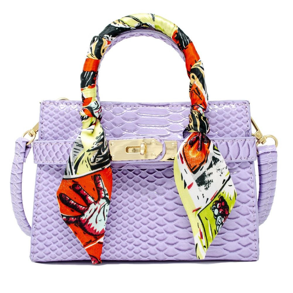 Crocodile Scarf Handbag Lavendar