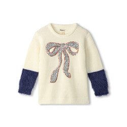 Hatley Hatley Sequin Bow Fluffy Sleeve Sweater