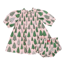Pink Chicken Pink Chicken Baby Pink Trees Stevie Puff Sleeve Dress