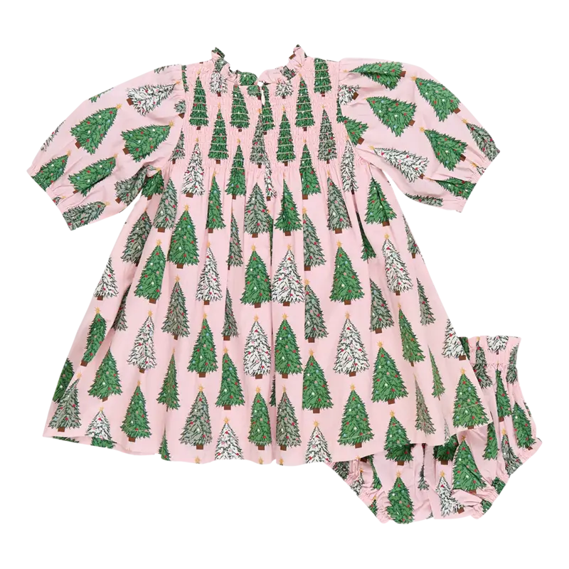 Pink Chicken Pink Chicken Baby Pink Trees Stevie Puff Sleeve Dress
