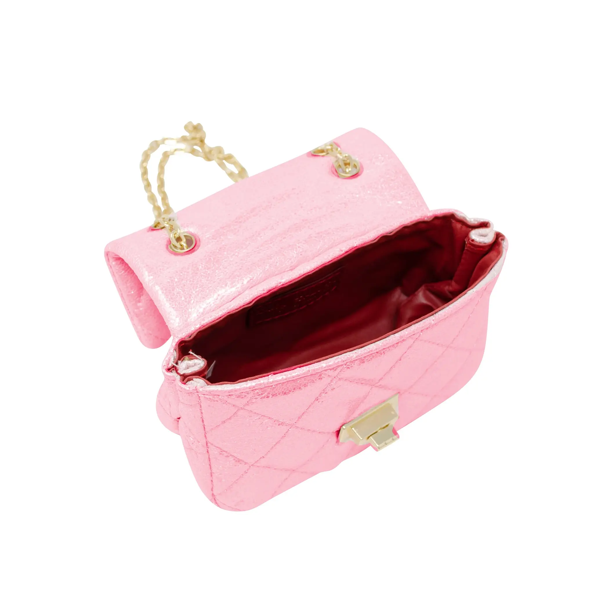 Classic Quilted Shiny Mini Bag-Pink