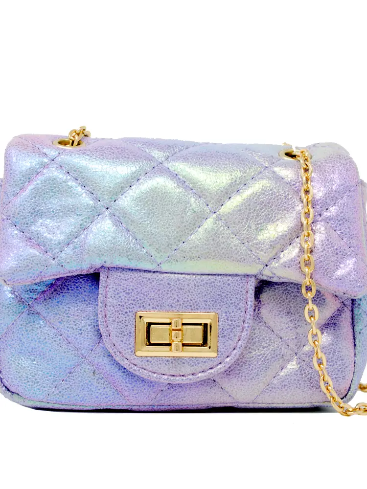 Classic Quilted Shiny Mini Bag- Purple