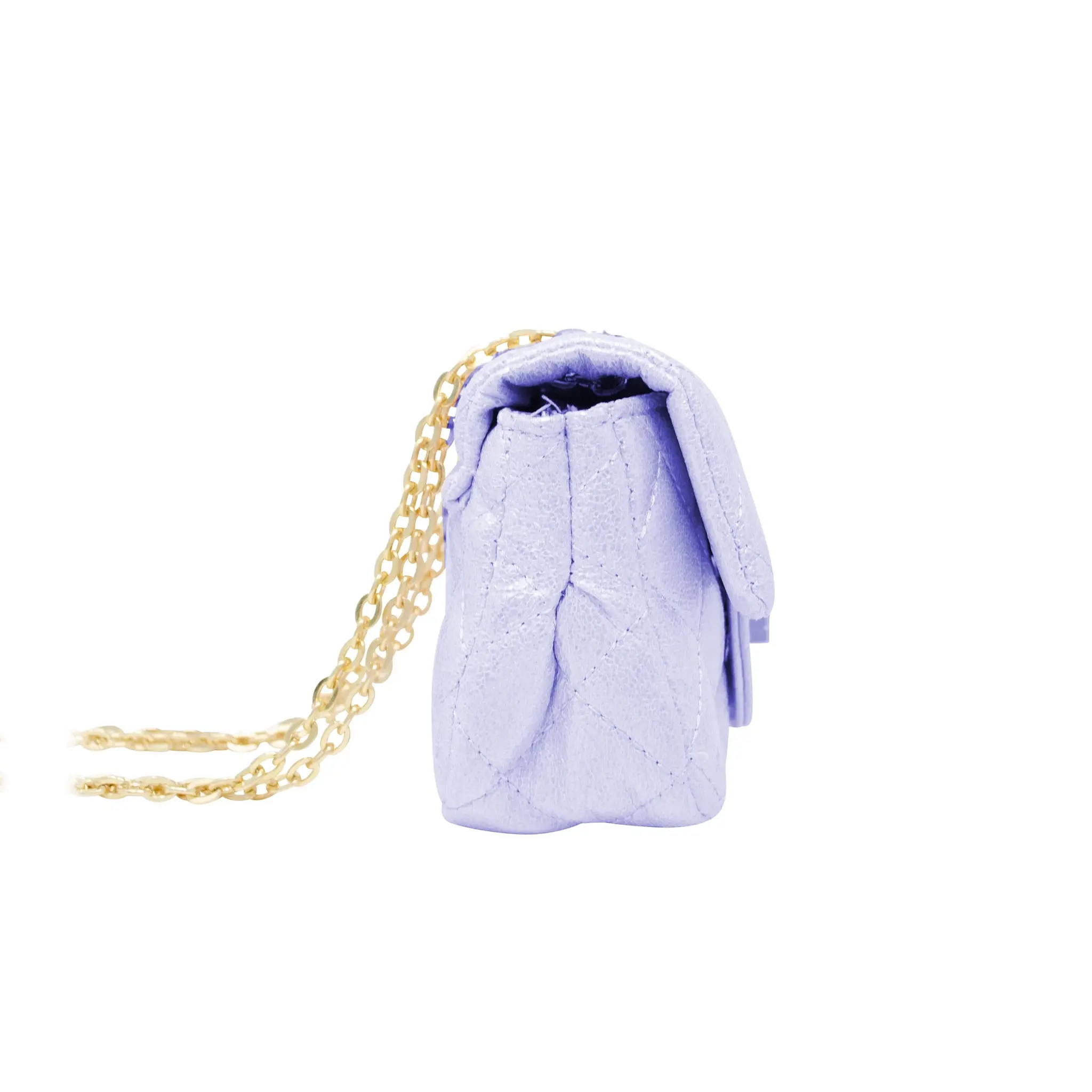 Classic Quilted Shiny Mini Bag- Purple
