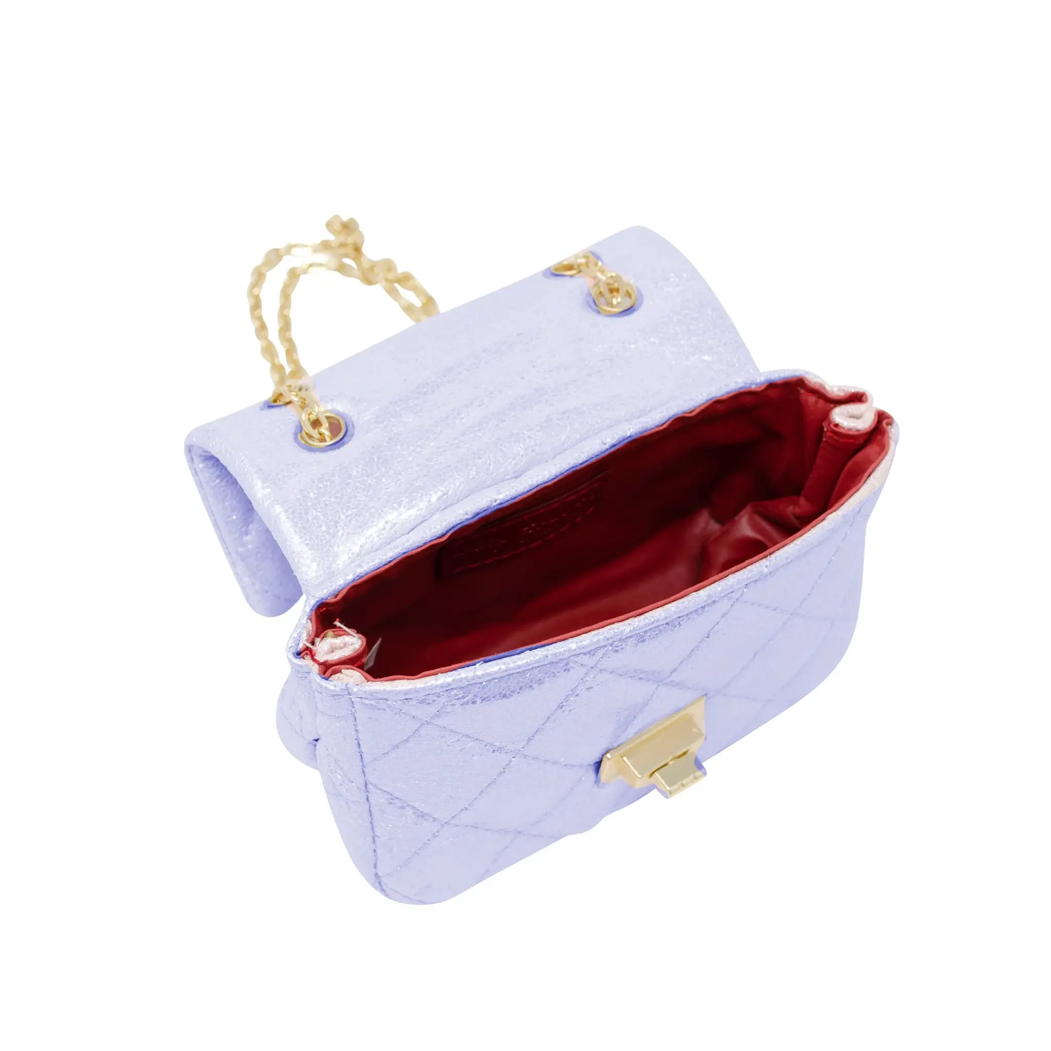 Classic Quilted Shiny Mini Bag- Purple
