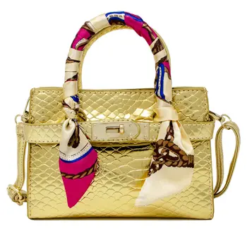 Crocodile Scarf Handbag -Gold