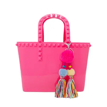 Tiny Jelly Tote Bag-Hot Pink