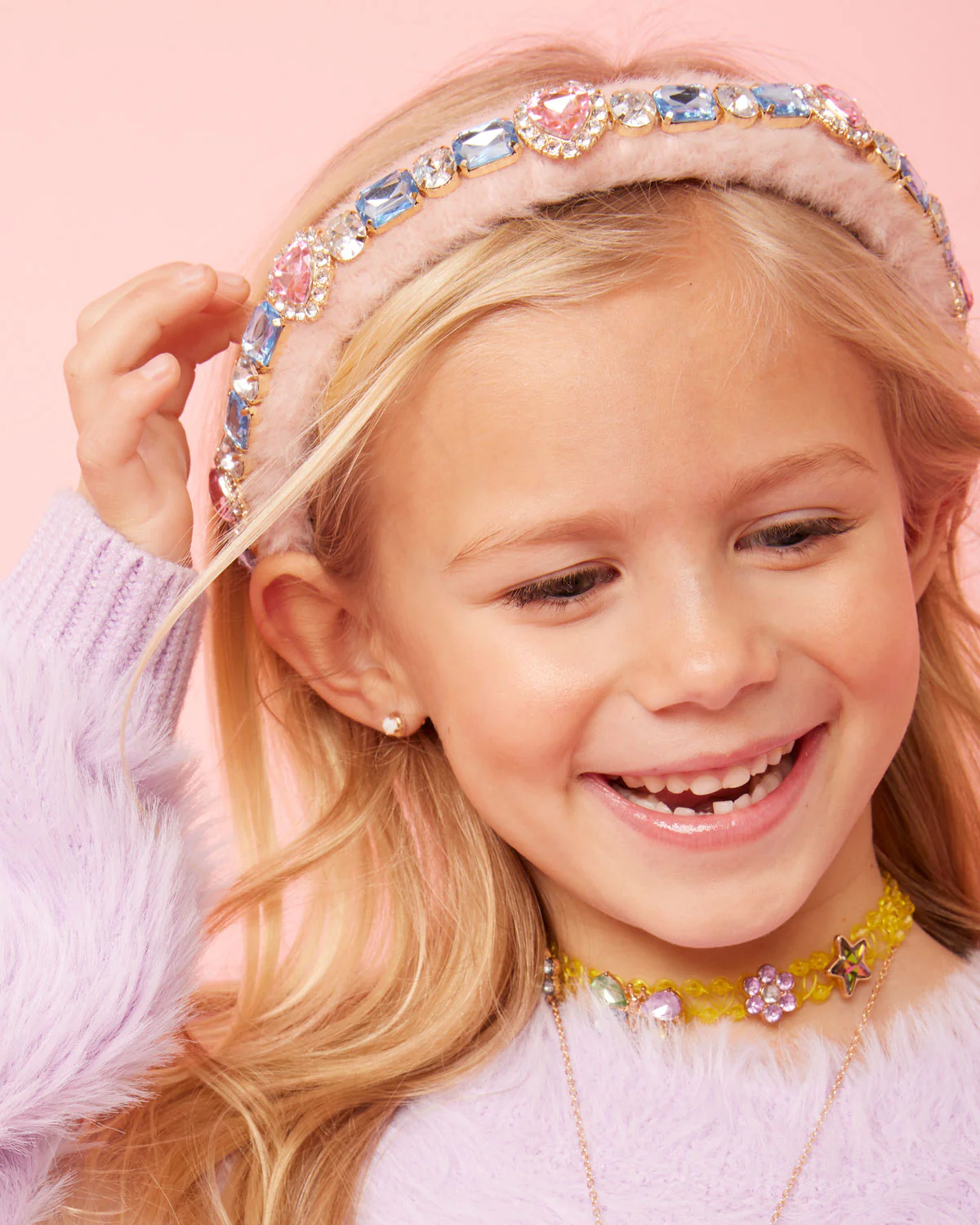 Super Smalls Bedazzled Fuzzy Pink Headband