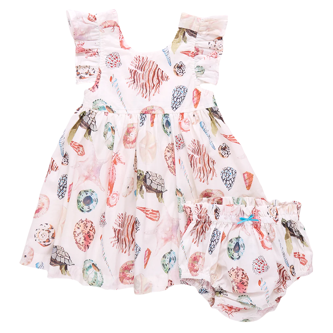 Pink Chicken Pink Chicken Liv Watercolor Shells Dress Set