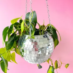 Rock Paper Scissors Disco Ball 6" Hanging Planter