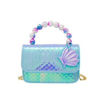 Mermaid Pearl Handle Seashell Bag-Blue