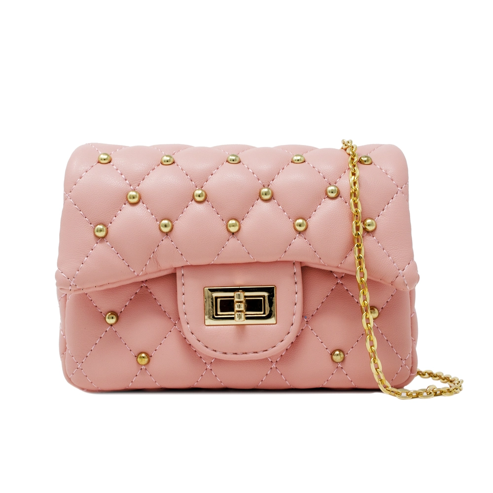 Classic Quilted Stud Mini Bag- Pink