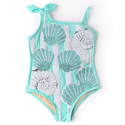 Shade Critters Shade Critters Mint Shells Flip Sequin One Shoulder Swimsuit