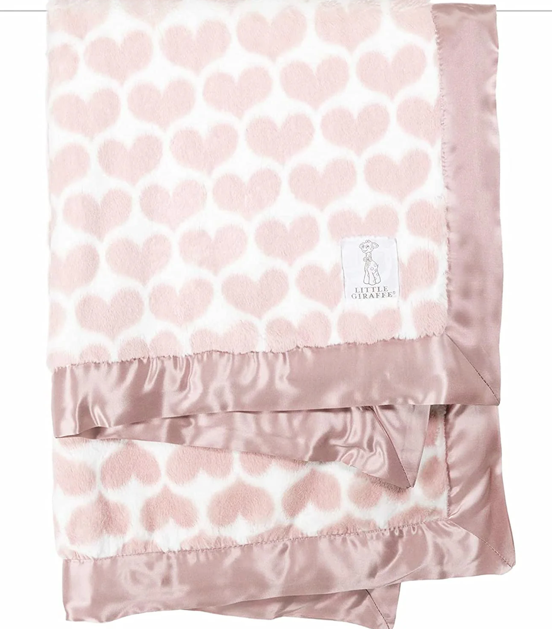 Little Giraffe Little Giraffe Heart Army Luxe Blanket- Dusty Rose