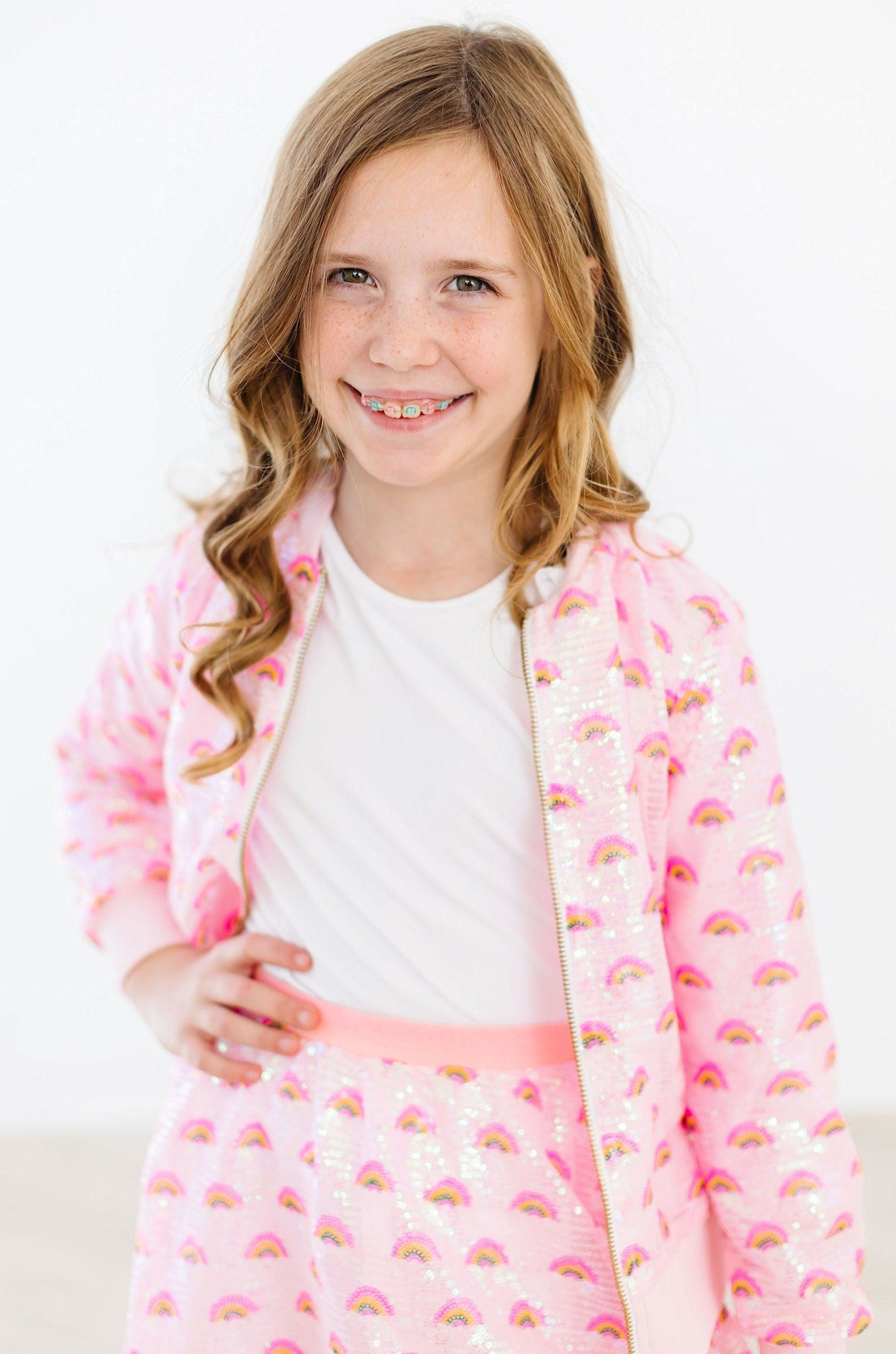 Mila & Rose Mila & Rose Pink Rainbow Sequin Jacket