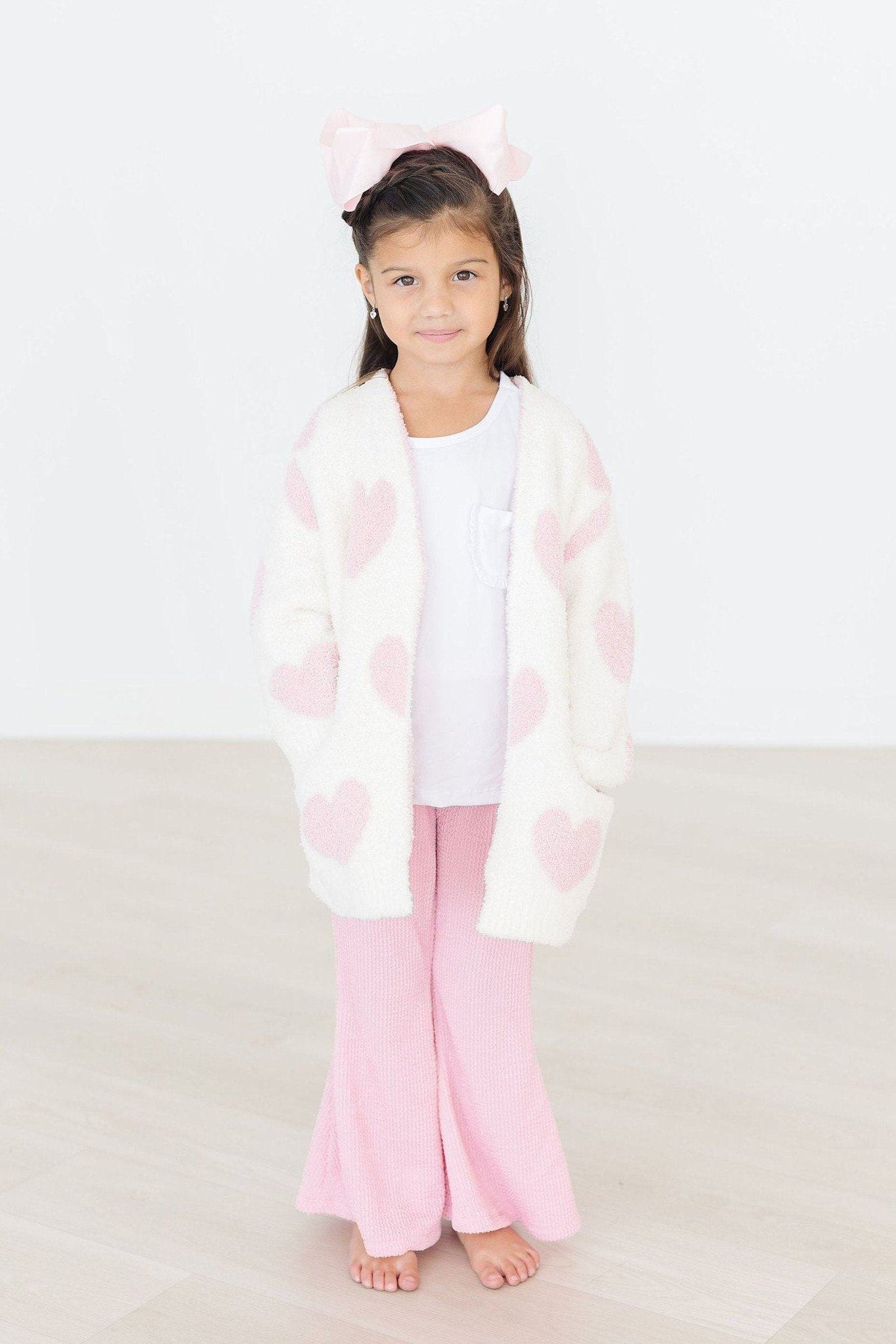 Mila & Rose Mila & Rose Light Pink Heart Cozy Cardigan