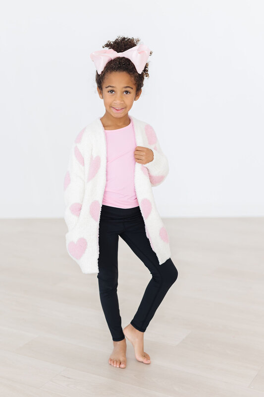 Mila & Rose Mila & Rose Light Pink Heart Cozy Cardigan