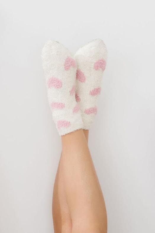 Mila & Rose Mila & Rose Light Pink Heart Cozy Socks